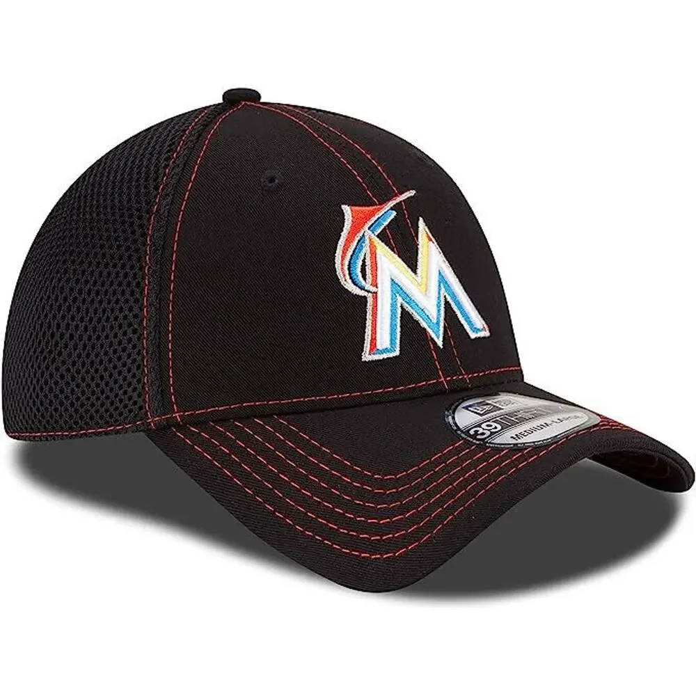 New Era Florida Miami Marlins Neo MLB Black/Orange 39Thirty Hat Medium-Large
